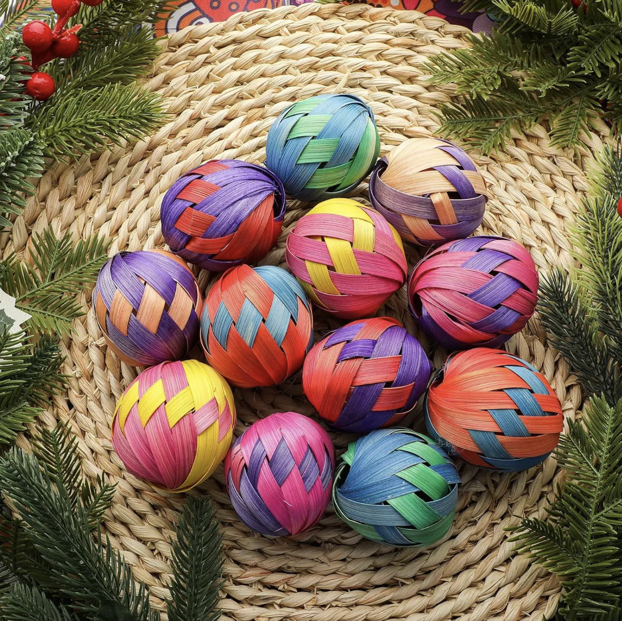 Product photo - colorful woven ornaments